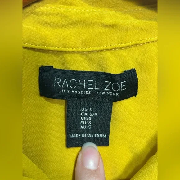 Rachel Zoe - Mustard Yellow Sleeveless Button-Down Shirt - Picture 8 of 13